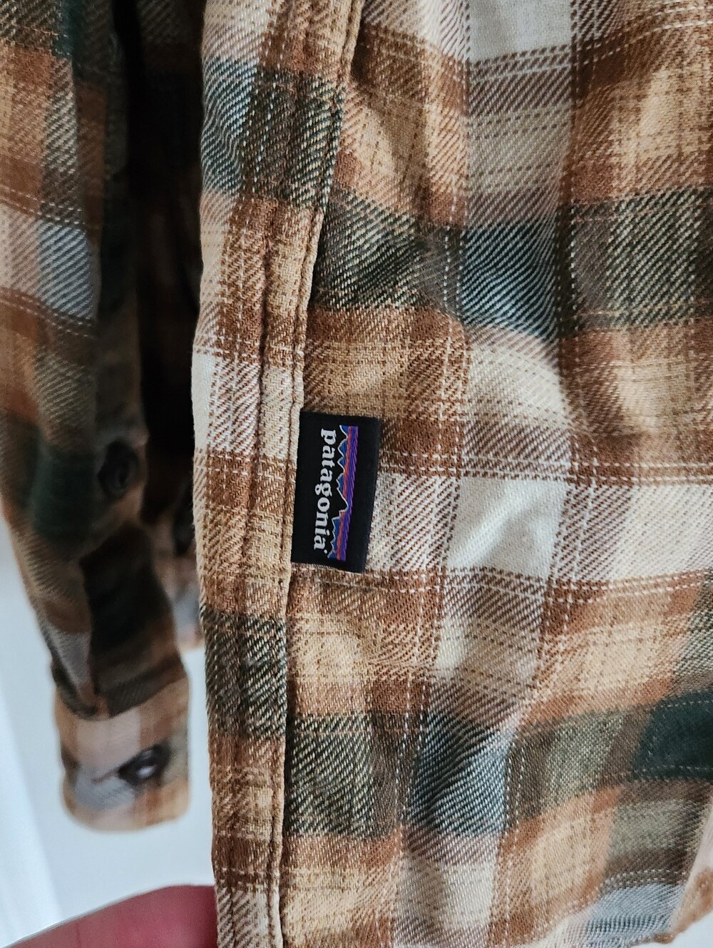 Brown And Grey Plaid Flannel Button Up Patagonia Size Large - Picture 8 of 8